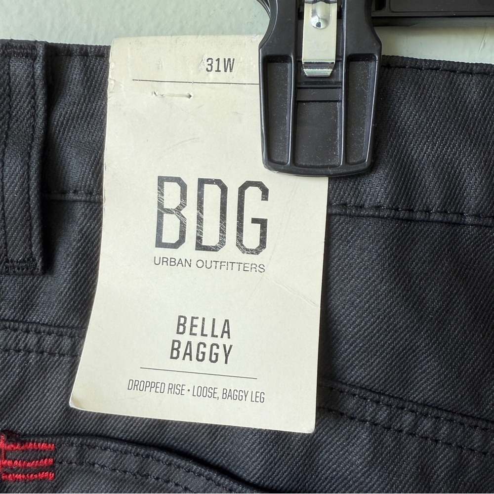 BDG Urban Outfitters Jeans 31 Bella Baggy Black‎ Faux Leather - Picture 4 of 5